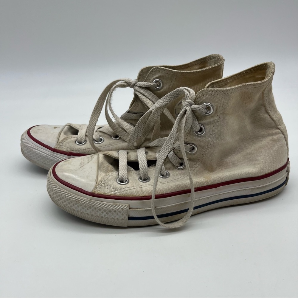 Converse All White Neutral High Top Gym Weight Lifting Everyday Sneakers Shoes 6
